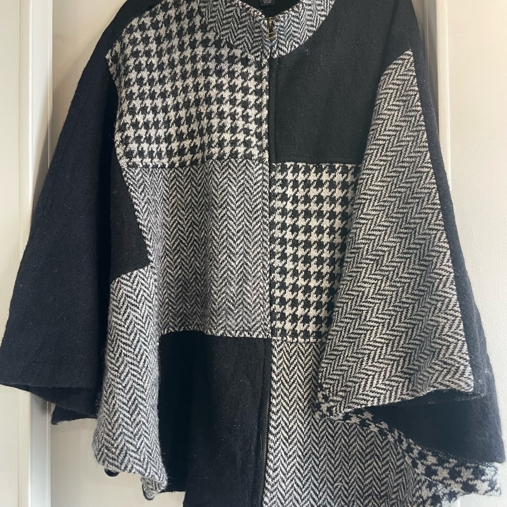 Kate Todd Wool Black & White Patchwork Coat